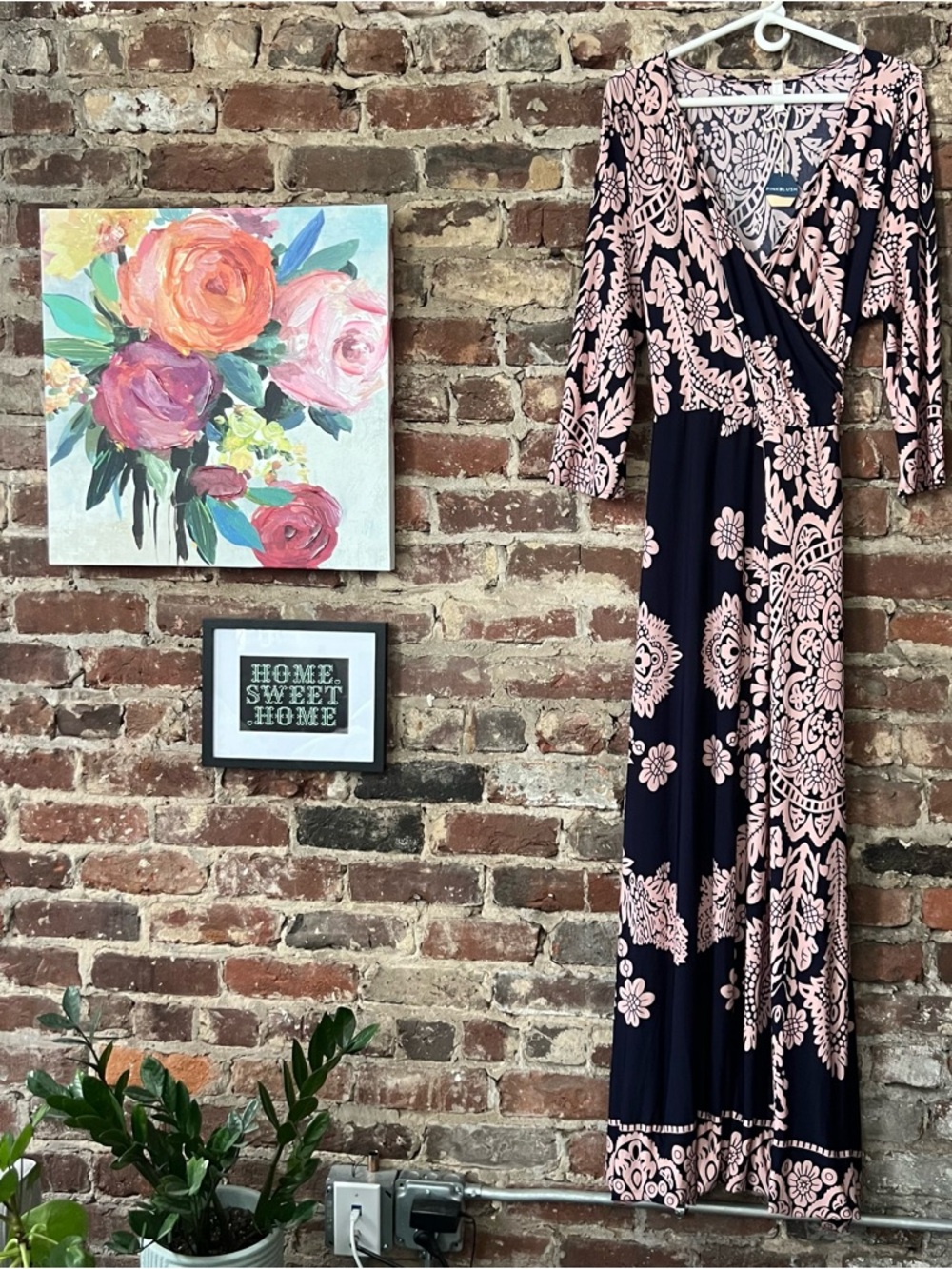 Pinkblush Navy and Blush Floral Wrap Maxi Dress